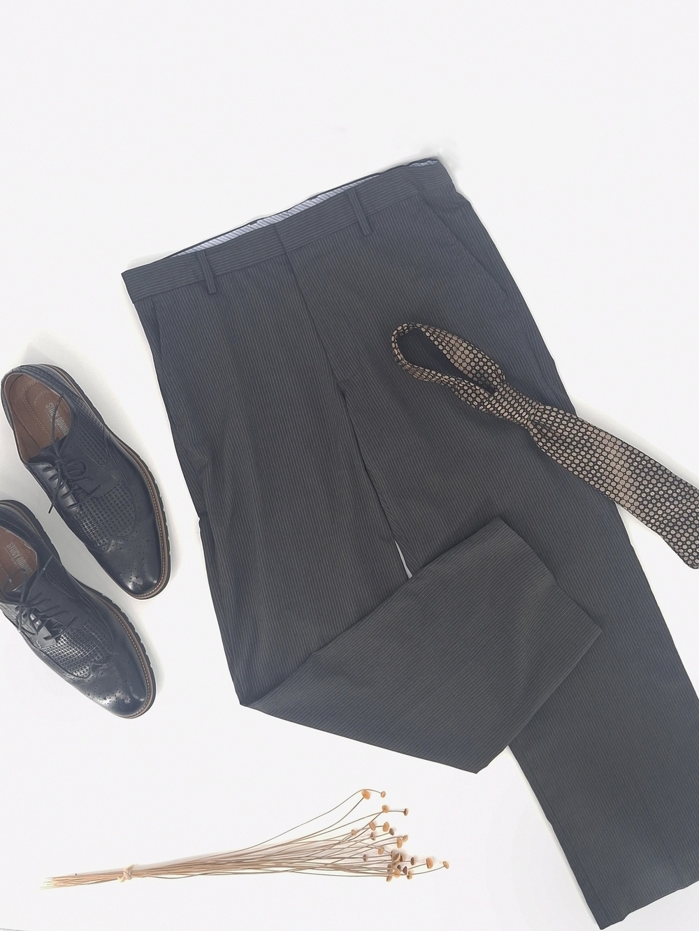 ✨Banana Republic Men's Pinstripe Dress Pants 33x30 Grey Straight Leg Stretch✨
